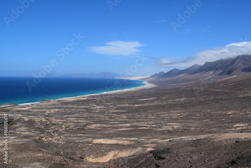 Creek  beach  mountains  Fuerteventura  Canary Islands  Spain