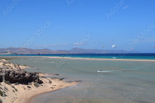 Kite-surf  Sotavento beach  Fuerteventura  Canary Islands  Spain