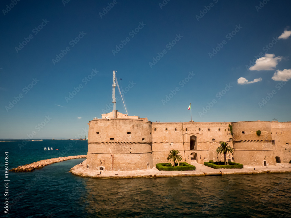 the aragonian castel in the city of taranto, in the south of italy