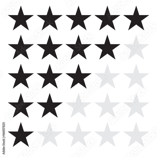 product rating or customer review feedback with black stars. product rating or customer review feedback sign.