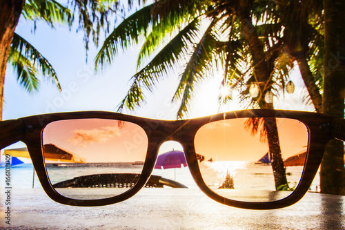 View on beach through sunglasses © yellowj