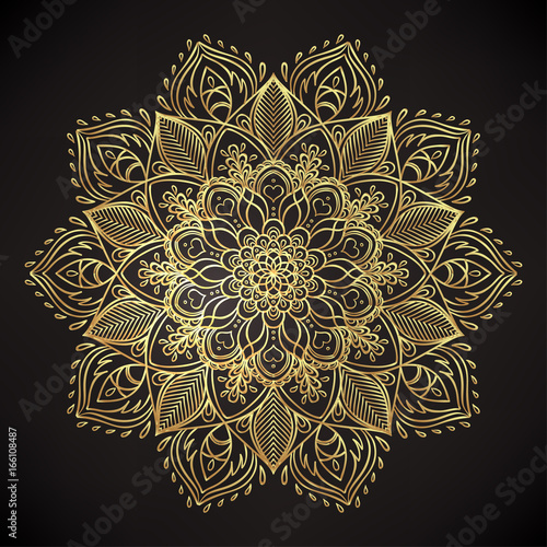 Vector ornamental Lotus flower, ethnic art, patterned Indian paisley. Hand dr...