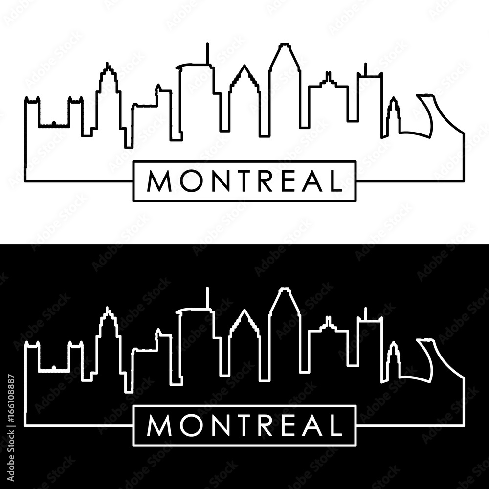 Montreal skyline. Linear style. Editable vector file.