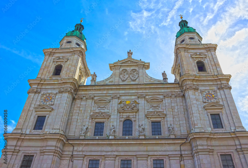 The Salzburg Cathedral or Salzburger Dom on a sunny day
