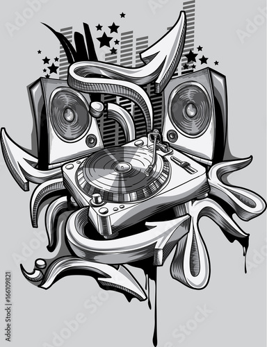 Music design - turntable & graffiti arrows