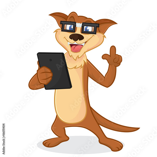 Weasel cartoon mascot as a nerd geek