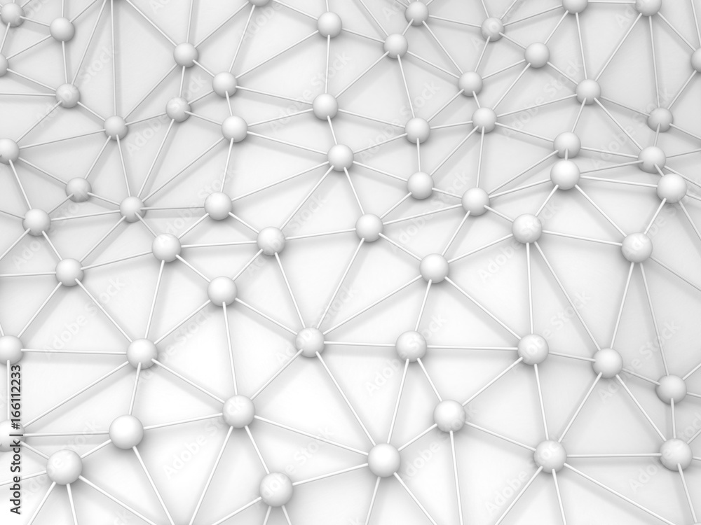 Fototapeta premium Abstract White Chaotic Spheres Particles Background