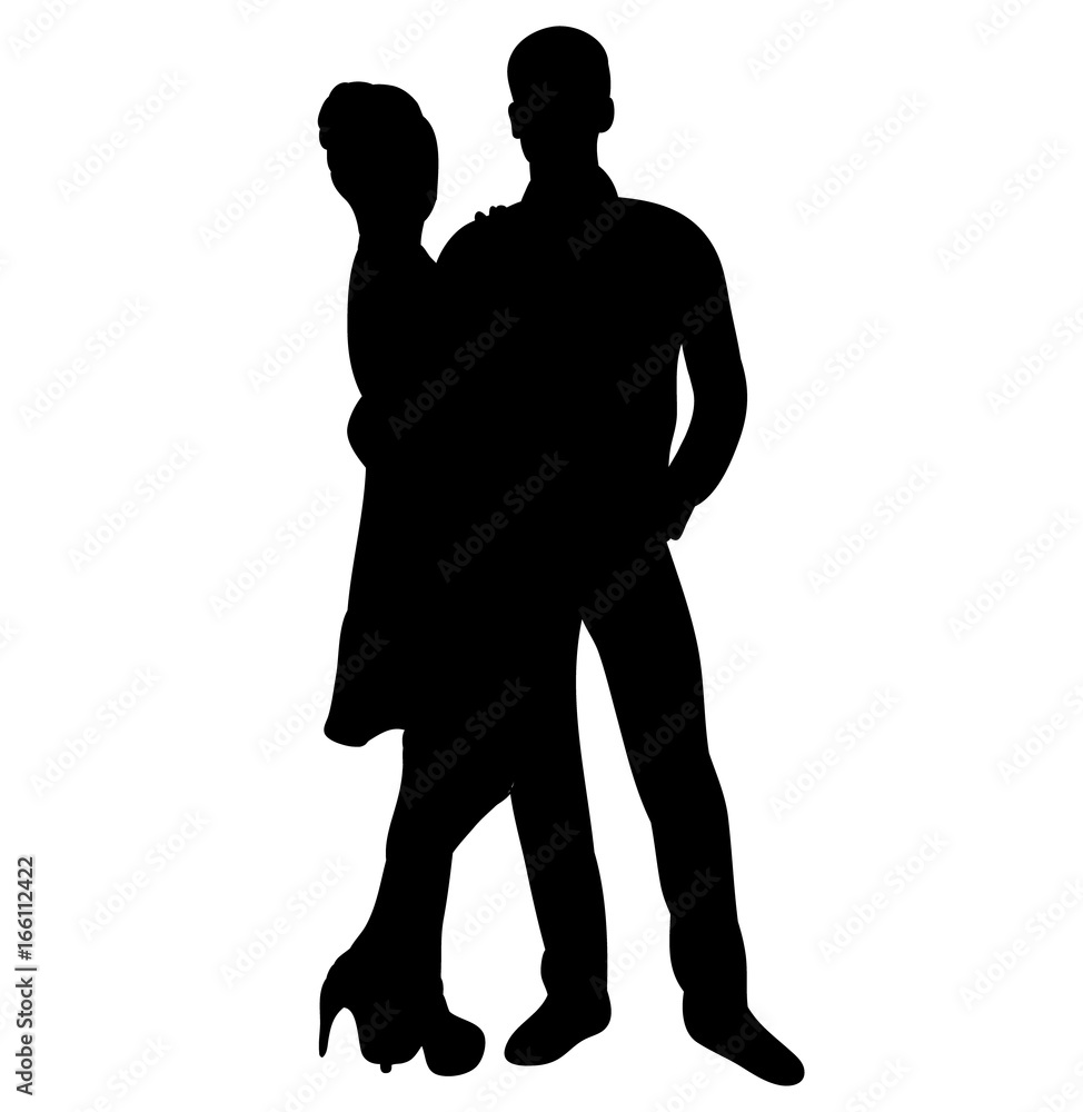 Vector, isolated, silhouette of a guy and a girl, love