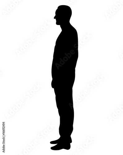  isolated, silhouette man stands sideways