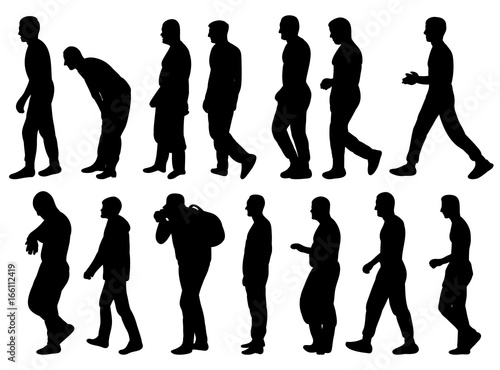 collection of silhouettes of men go sideways