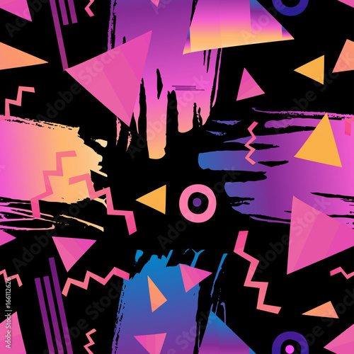 Retro vintage 80s or 90s fashion style abstract seamless pattern background. ...