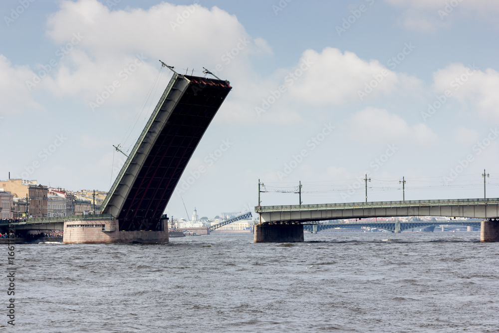 Navy day and parade on Neva river