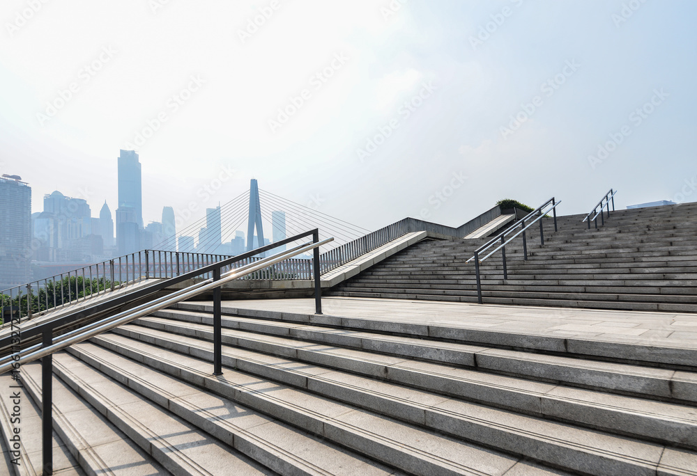 Modern city building stairs