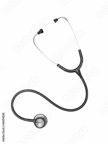 Black stethoscope isolated on a white background photo