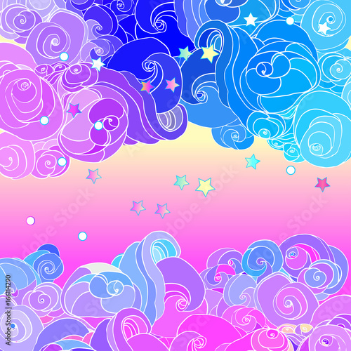 Magic mushrooms. Psychedelic hallucination. Vibrant vector illustration.