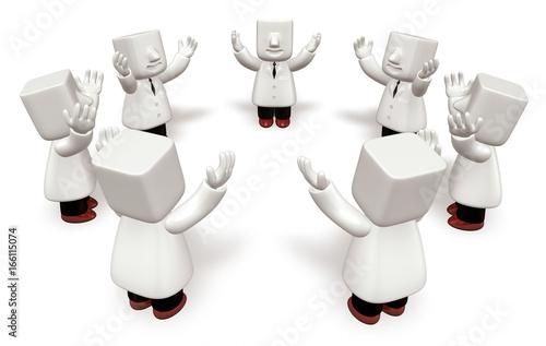 3d medical doctor standing in a circle