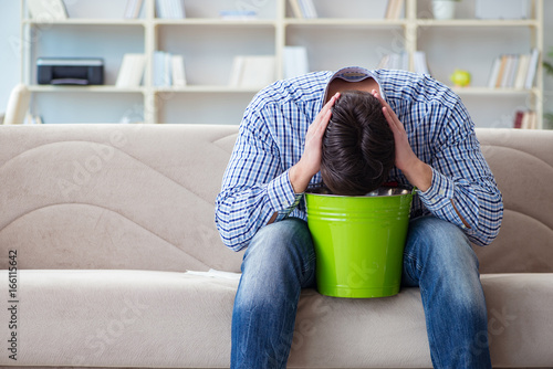 Billede på lærred Man suffering from sick stomach and vomiting