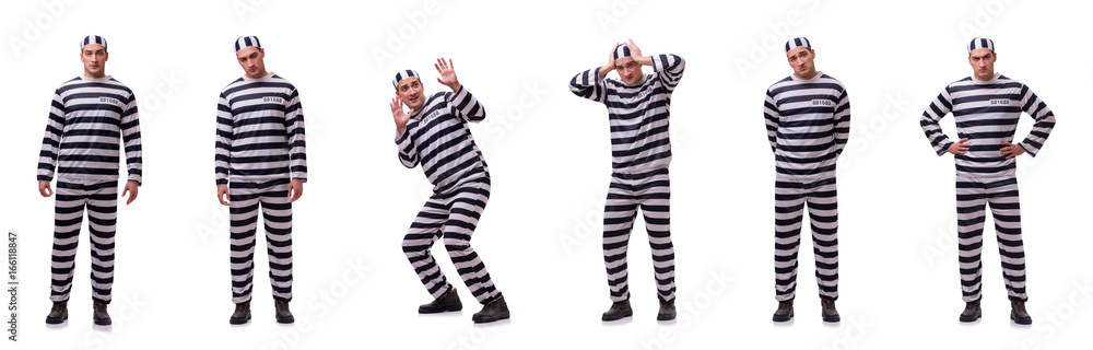 Man prisoner isolated on white background Man prisoner isolated on white background