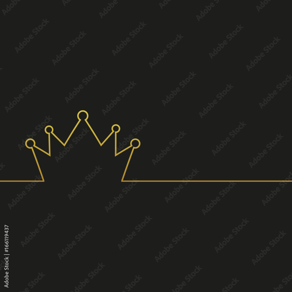 Royal and king crown. Vector line style illustration.