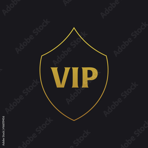 Vip emblem with shield. Luxury Vector illustration.
