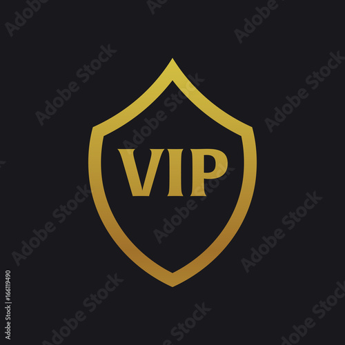 Vip emblem with shield. Luxury Vector illustration.