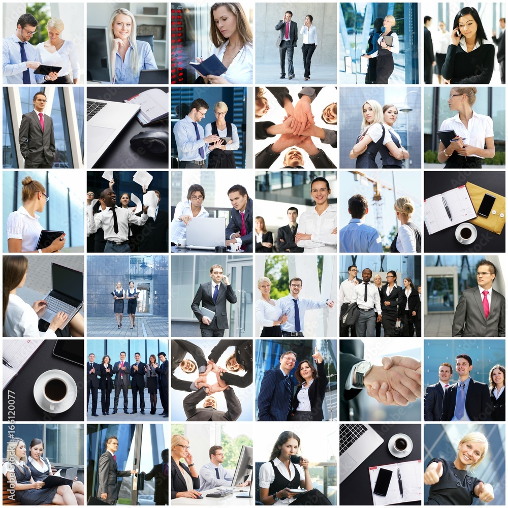 Obraz premium Big collage of different businesspeople. Office, finance, and corporative relations concept.