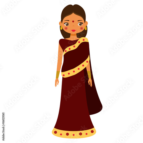 Girl in sari. Female in traditional indian clothes