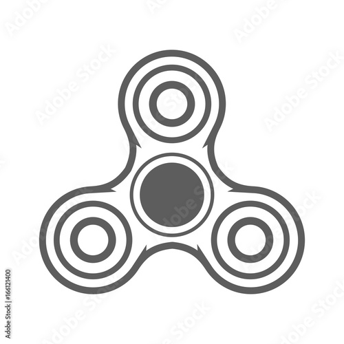 Spinner on bearings rotates three-pointed gray on white