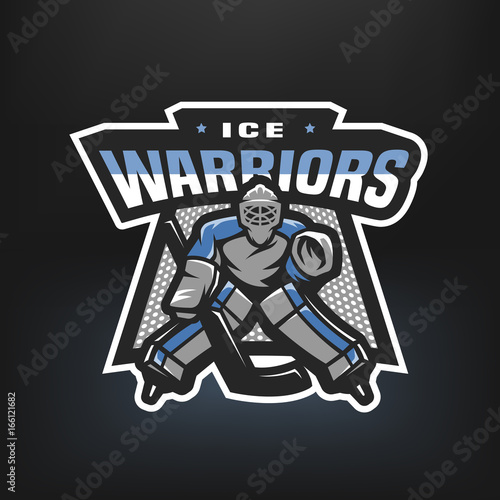 Hockey goalkeeper logo.