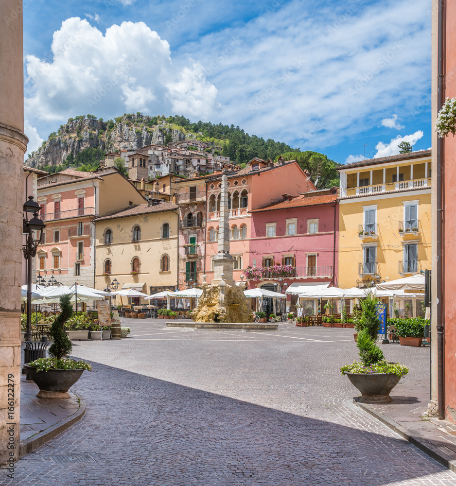 Main square in Tagliacozzo, province of L'Aquila, Abruzzo, central Italy.