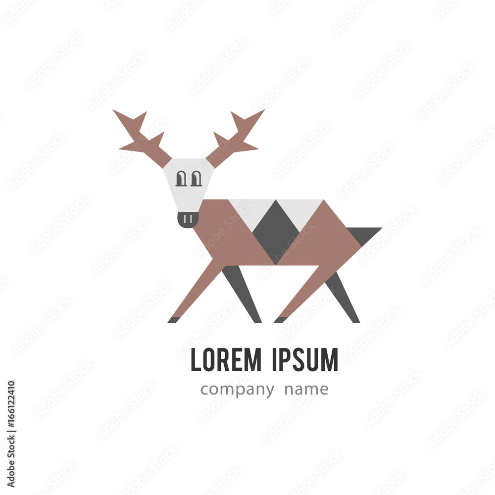 Deer geometric icon for company, school, sticker, shop, clothes.