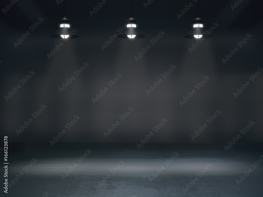 Obraz premium Pedestal for display,Platform for design,Blank product stand with lamp light spot .3D rendering.