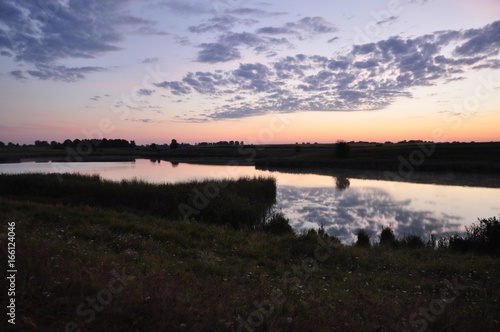 Ukrainian farm sunset  river beautiful landscape