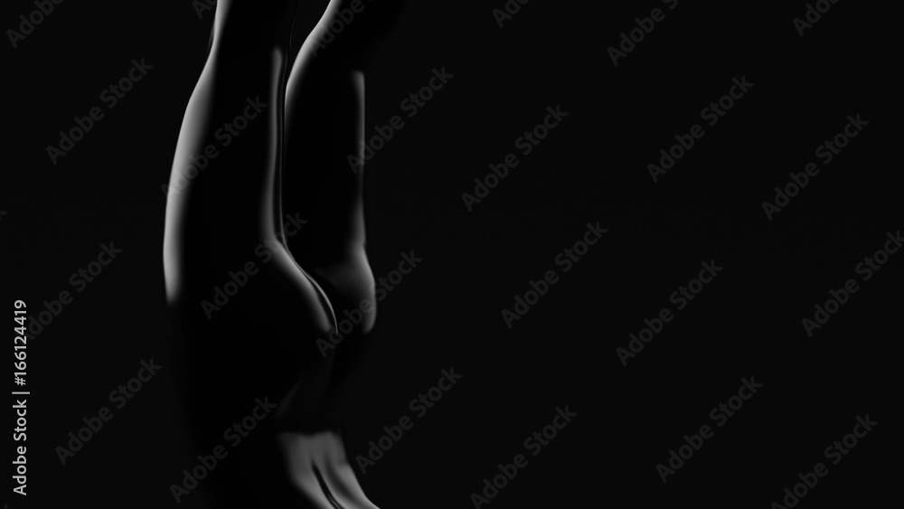 Naklejka premium Beautiful black background with girl. 3d illustration, 3d rendering.
