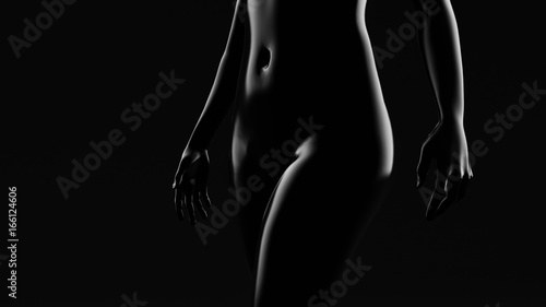 Beautiful black background with girl. 3d illustration, 3d rendering. © Pierell