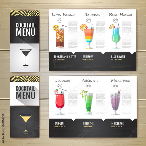Flat Cocktail concept design. Corporate identity. Document template