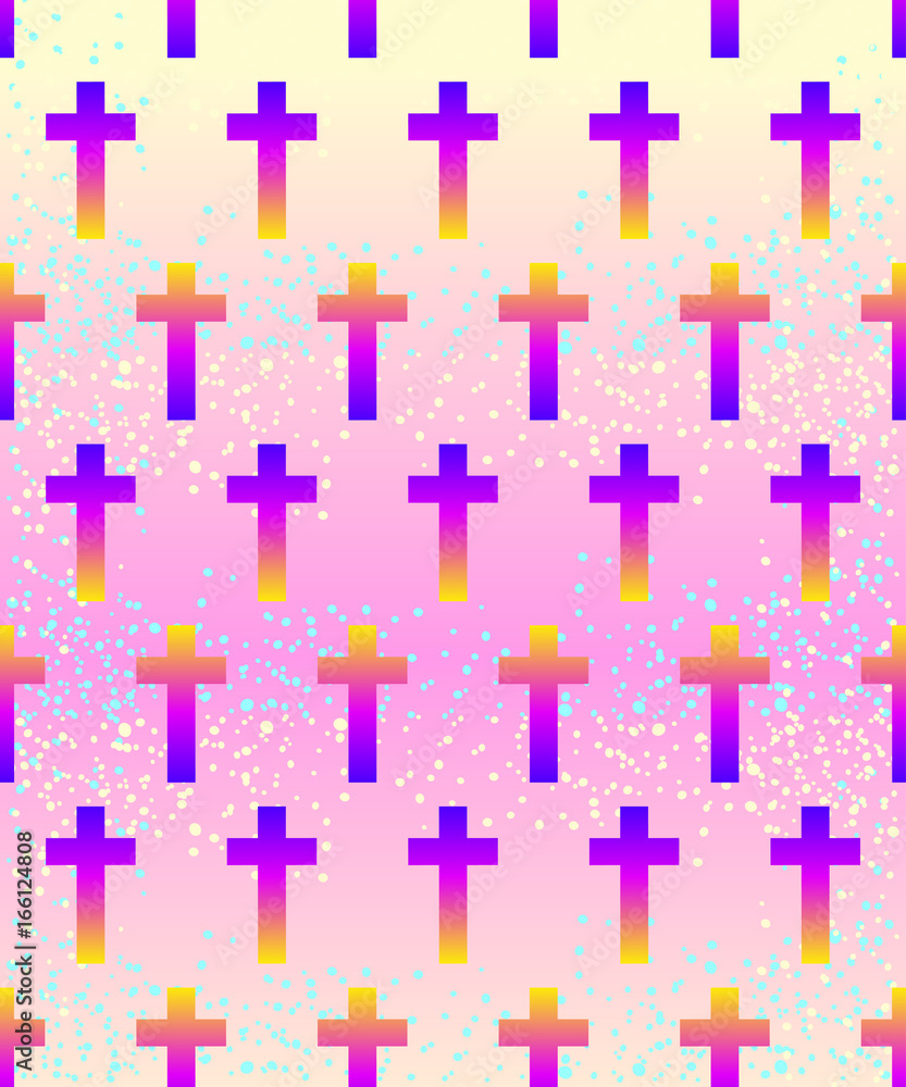 Vanilla cross.Spooky seamless pattern. Halloween wrapping paper background in neon pastel colors. Cute gothic style. Vanilla cross.Spooky seamless pattern. Halloween wrapping paper background in neon pastel colors. Cute gothic style.