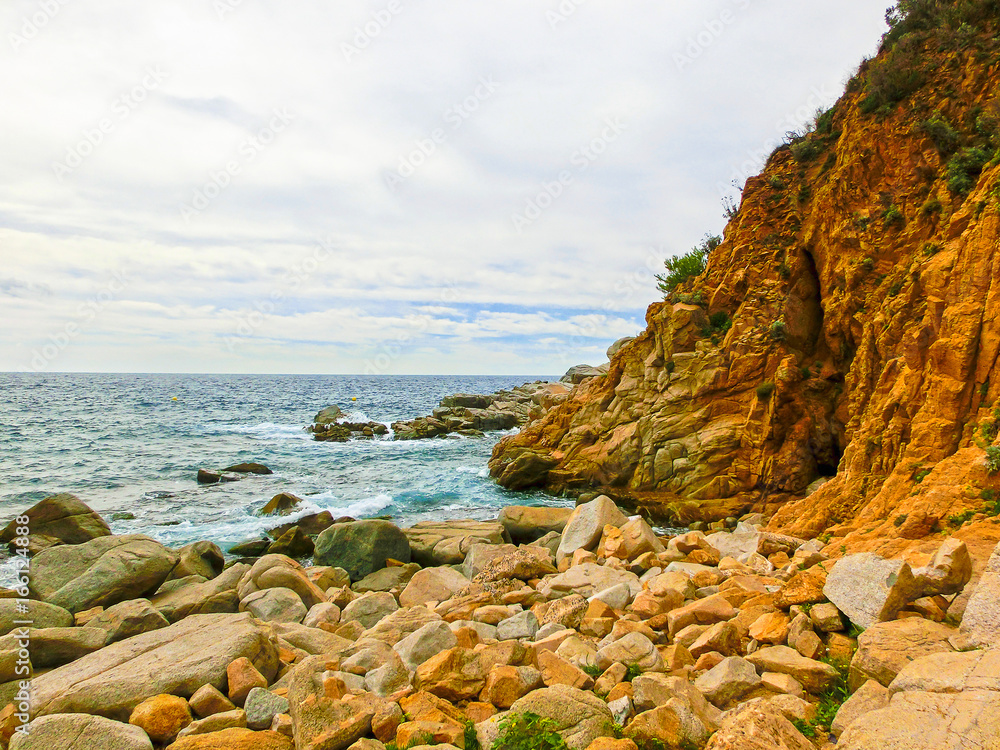 View of the beach in Tossa de Mar. Costa Brava, Spain View of the beach in Tossa de Mar. Costa Brava, Spain
