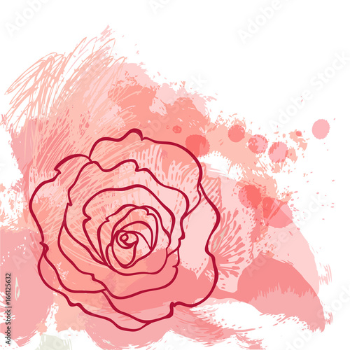 Beautiful roses bouquet drawing on beige grunge background. Hand drawn vector...