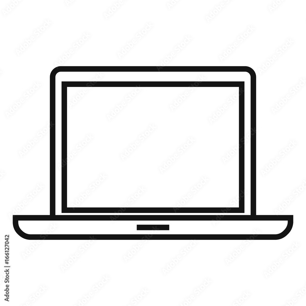 Vector Black Outline Icon - Laptop PC Vector Black Outline Icon - Laptop PC