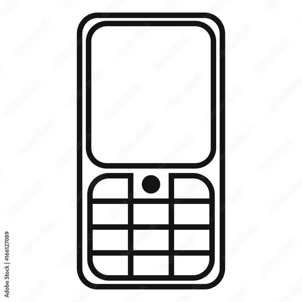 Vector Black Outline Icon - Cellphone with Keyboard Vector Black Outline Icon - Cellphone with Keyboard