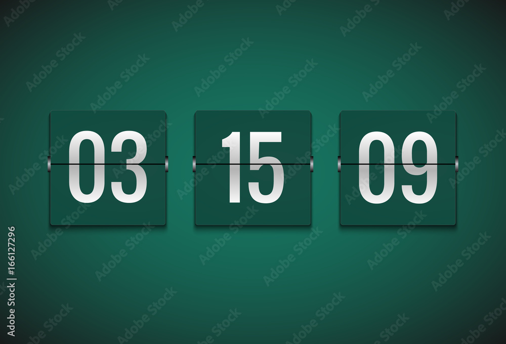 Countdown timer clock counter. Flip vector timer template. Display information of minute, hour. Scoreboard info Countdown timer clock counter. Flip vector timer template. Display information of minute, hour. Scoreboard info