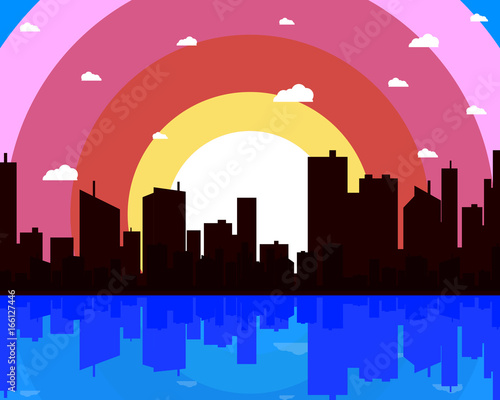Metropolis on the background of the ocean