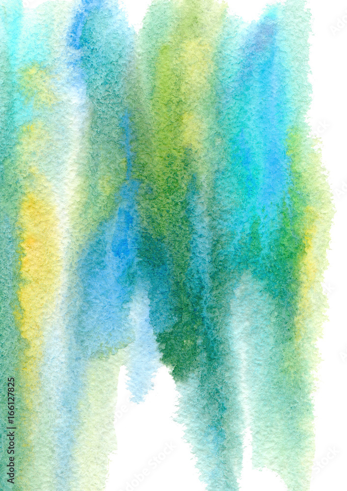 Blue and green watery illustration. Abstract watercolor hand drawn ...