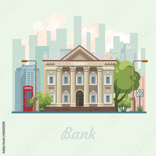 Bank building vector illustration in flat design.