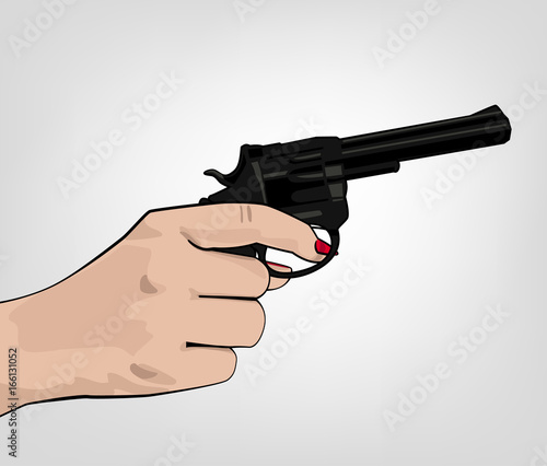 Hand holding revolver