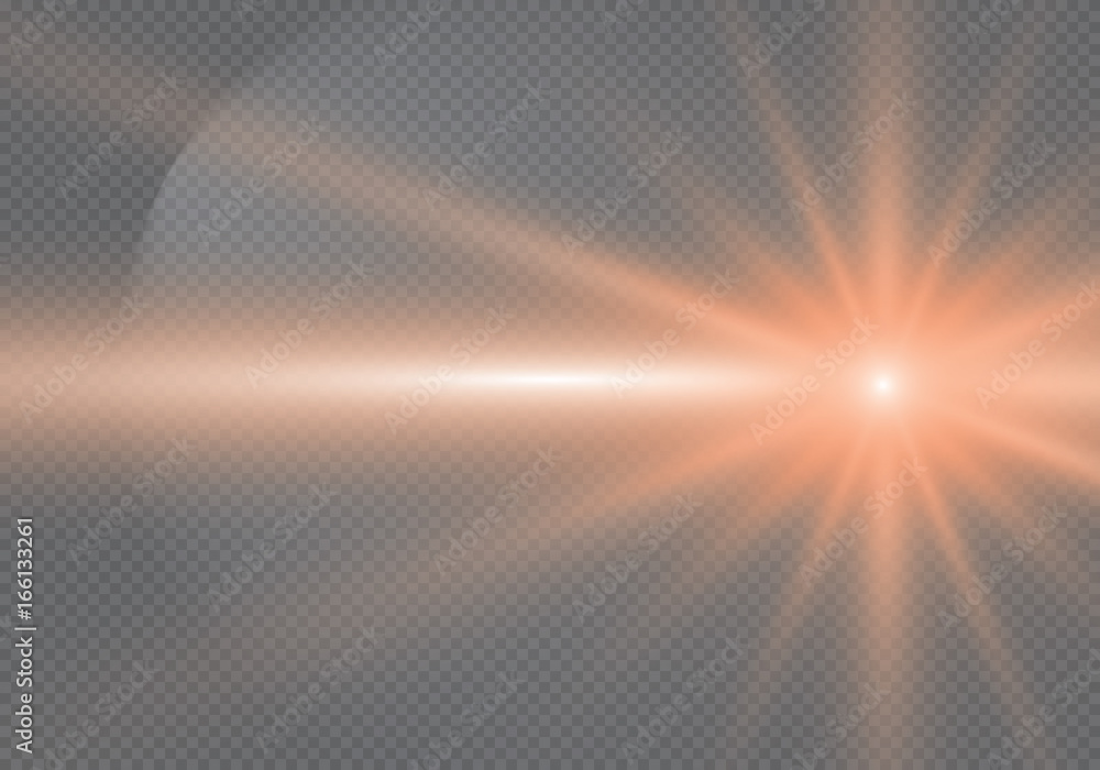 Lens flare vector illustration. Sun isolated on transparent background.