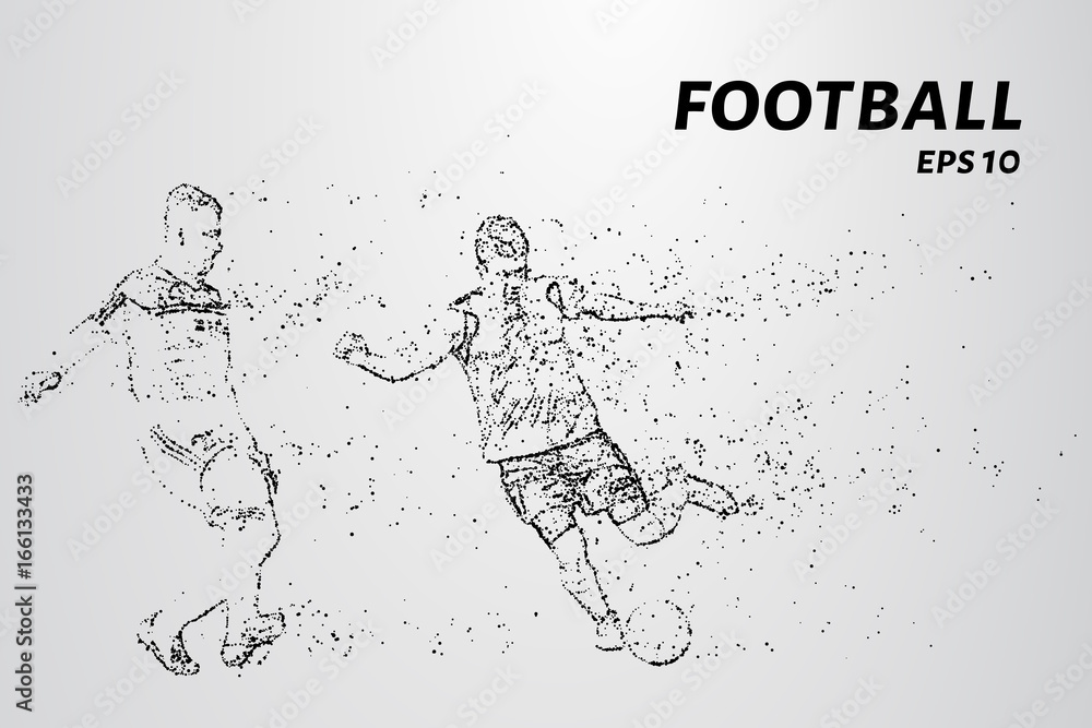 Football players consists of points and circles. A soccer player dribbles of the opponent. Vector illustration. Football players consists of points and circles. A soccer player dribbles of the opponent. Vector illustration.