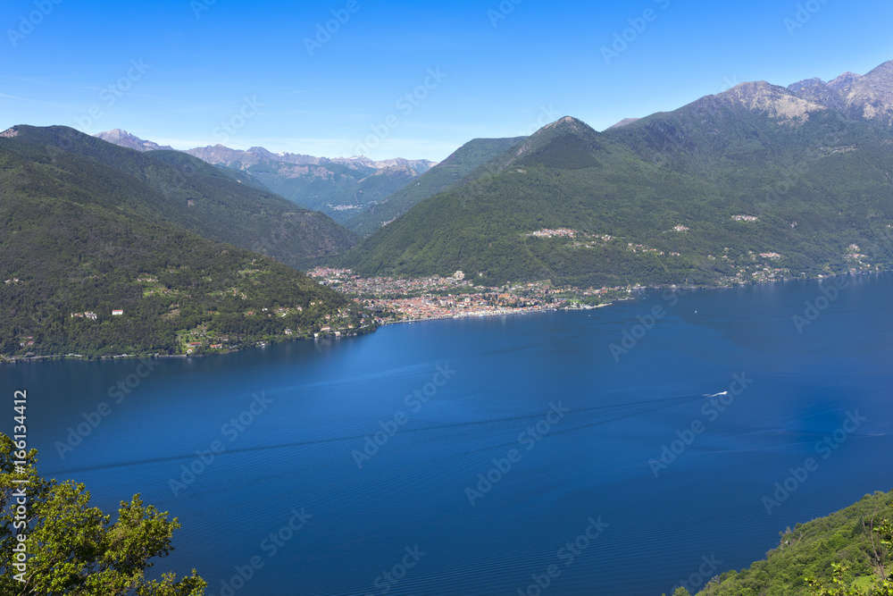 View from the San Rocco Church in Campagnano over the Lake Maggiore to Cannobio - Campagnano - Lake Maggiore, Maccagno, Varese, Lombardy, Italy