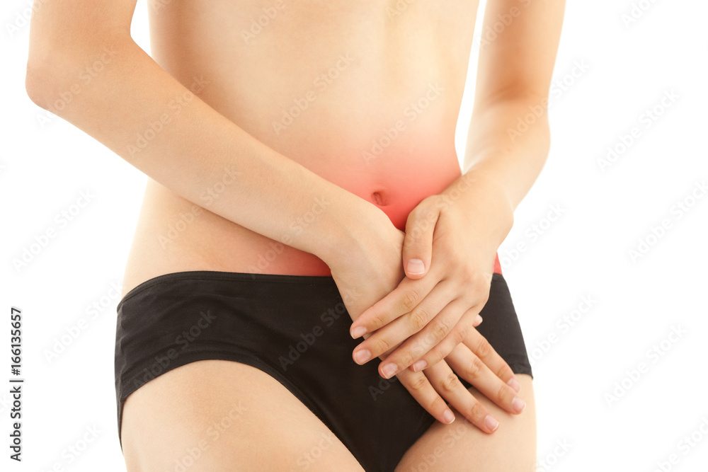Slim Body of Young Woman with Abdominal Pain. Slim Body of Young Woman with Abdominal Pain.